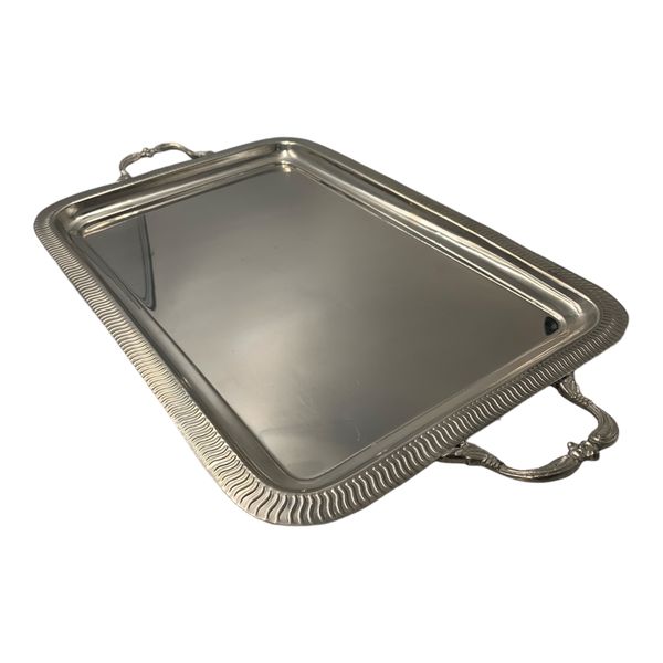 Tray Brass Classic Style With Decal Border And Handles Design 44.5x1.5cm