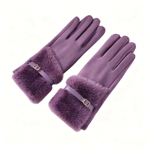Winter Gloves Ladies Soft Warm For Daily Work And Outdoor Use - Purple
