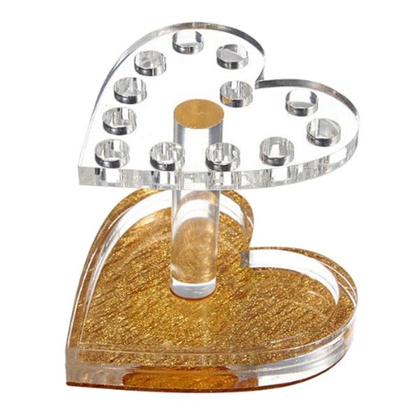 12 Holes Heart Shape Acrylic Makeup Brush Holder