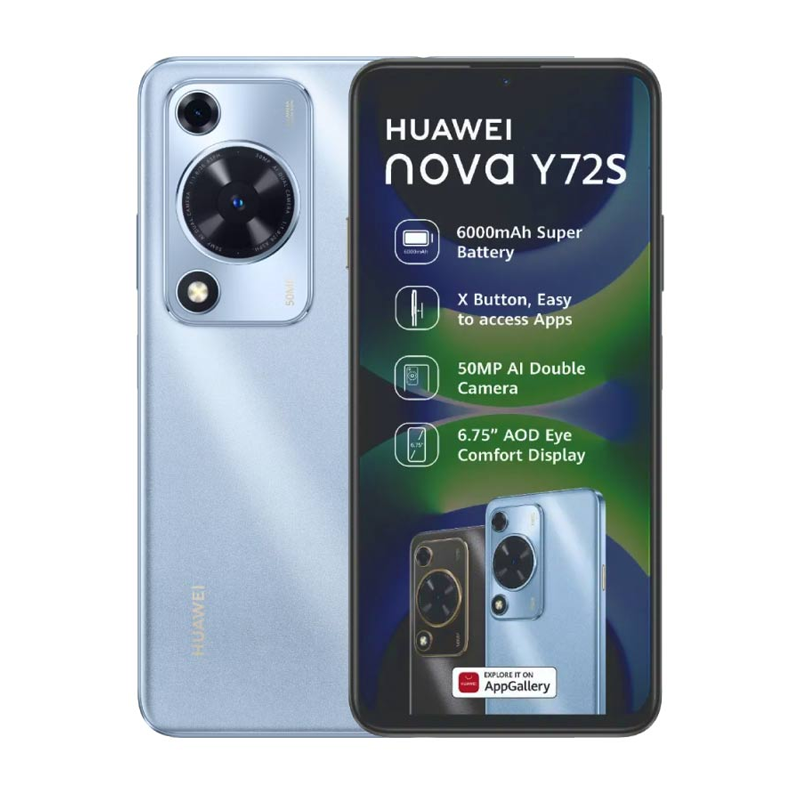 Huawei Nova Y72s 8GB+128GB Dual Sim |6000mAh Super Battery Smartphone- Blue