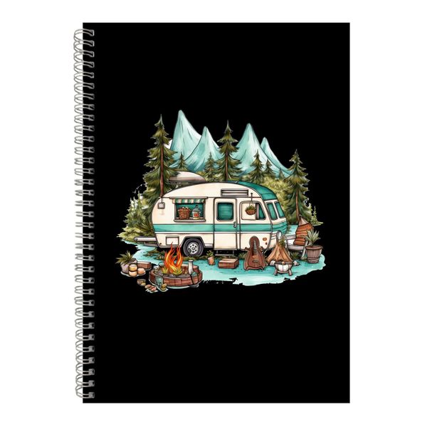 Camper van A4 Notebook Spiral and Lined Outdoor Camping Graphic Notepad 163