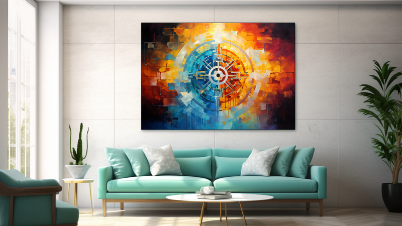 Canvas Wall Art - Dharma Wheel Abstract - JT0162