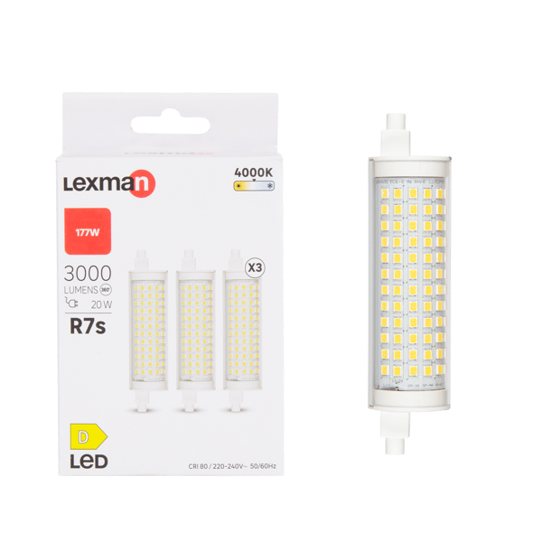 Lexman New23 LED Bulb R7S 20w Cool White - Set of 3