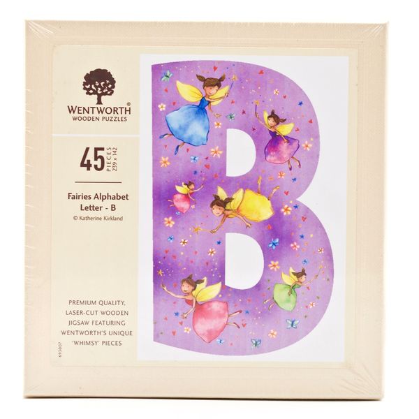 Fairies Letter S - 45 Piece Kids Alphabet Wooden Shaped Jigsaw Puzzle