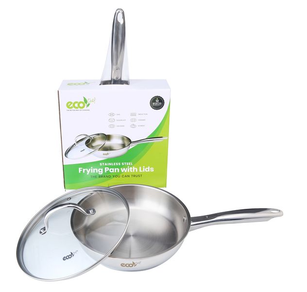 Eco Chef 24cm Stainless Steel Frying Pan with Lid