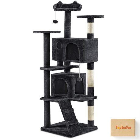 TopikaPet - 135cm Large Cat Tree Tower with Scratching Posts & Playhouse Image