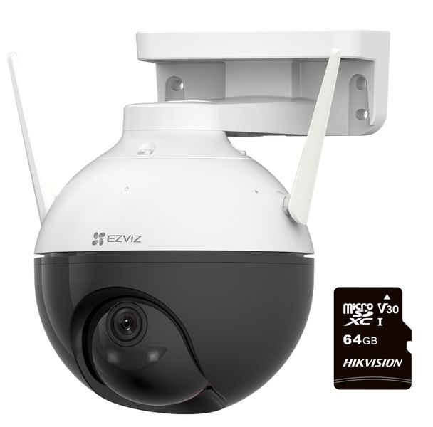 EZVIZ C8C Outdoor Pan/Tilt Security Camera &amp; 64GB Hikvision SD Card
