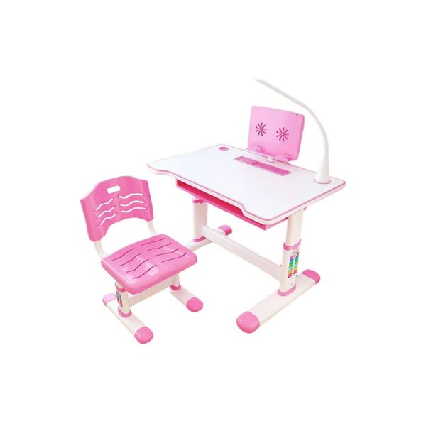 Kids Adjustable Desk And Chair With LED Light And Book Holder