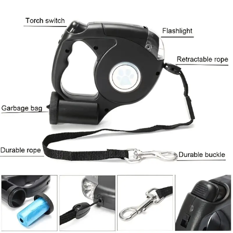 3 in 1 Retractable Dog Leash with LED Light Waste Bag Dispenser Shop Today. Get it Tomorrow takealot