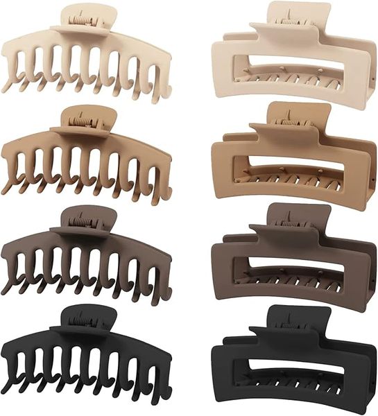 Neutral 11cm Matte Polycarbonate Large Non-Slip Hair Claw Clips 8Pcs