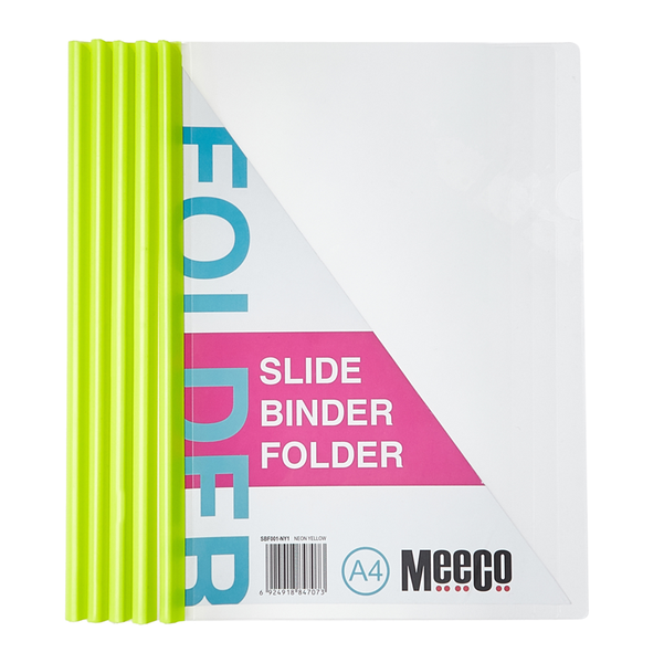 Meeco Slide Binder Folder, A4 Neon Yellow 5pcs 2 Packs 10 Folders
