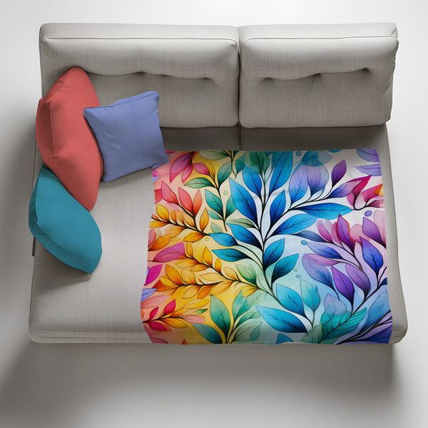 Rainbow Foliage Four Light Weight Fleece Blanket