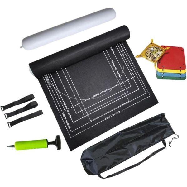 10 Pcs Jigsaw Puzzle Mat Roller Up Felt Kit with Storage Bag Up to 2000 Pcs