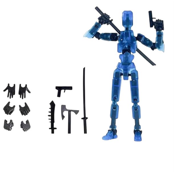 3D Printed Movable Glow In The Dark Toy Titan 13 Action Figure - Blue Ice