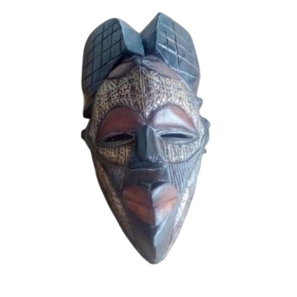 Authentic Hand-Carved Tikar Wooden Mask - African Wall Décor