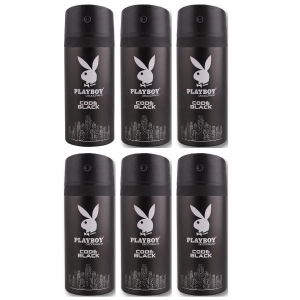 PlayBoy - Men Deodorant 150ml - Code Black - Pack of 6