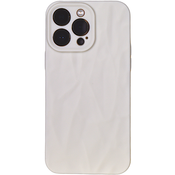 Off White Phone Case with Crease Texture &amp; Pro Cam for iPhone 14 Pro Max