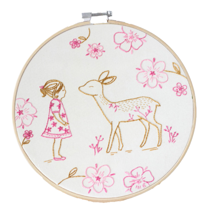 Nordic Scandinavian Colourful DIY Embroidery Craft Kit Hoop Girl