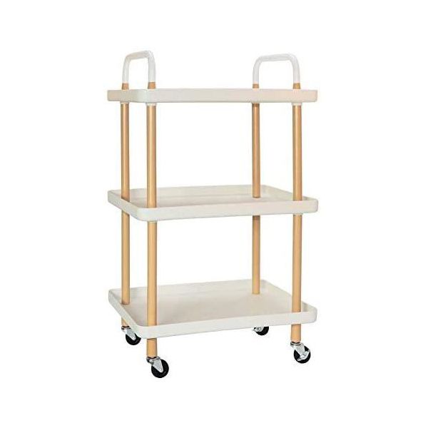 3-Tier Rectangle Utility Cart Storage Rack Organizer - White
