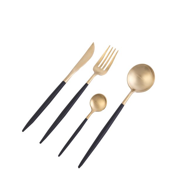 Nicolson Russell Dubai Titanium Plated 16 Piece Cutlery Set - Gold &amp; Black