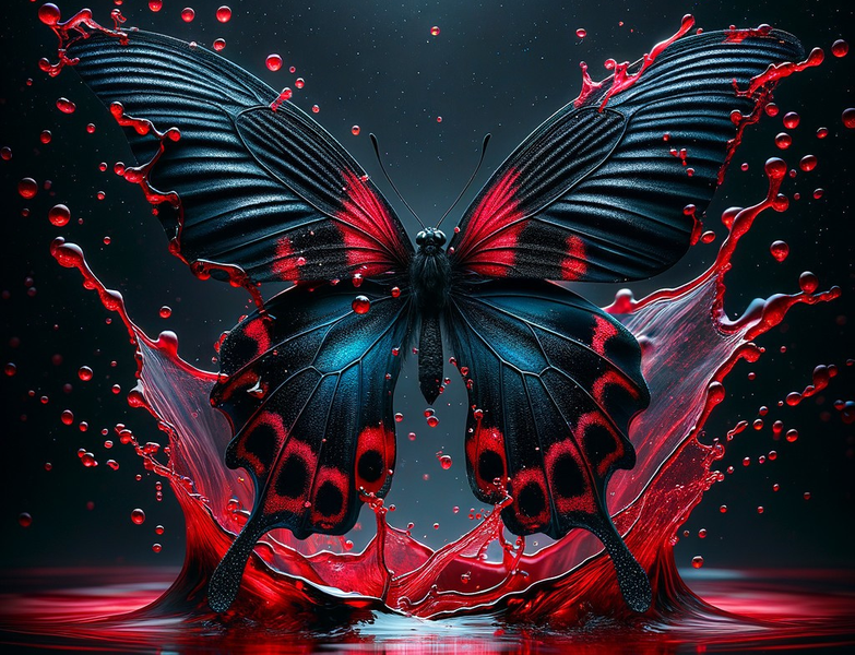Modern Canvas Wall Art Home Decor - Black &amp; Red Butterfly