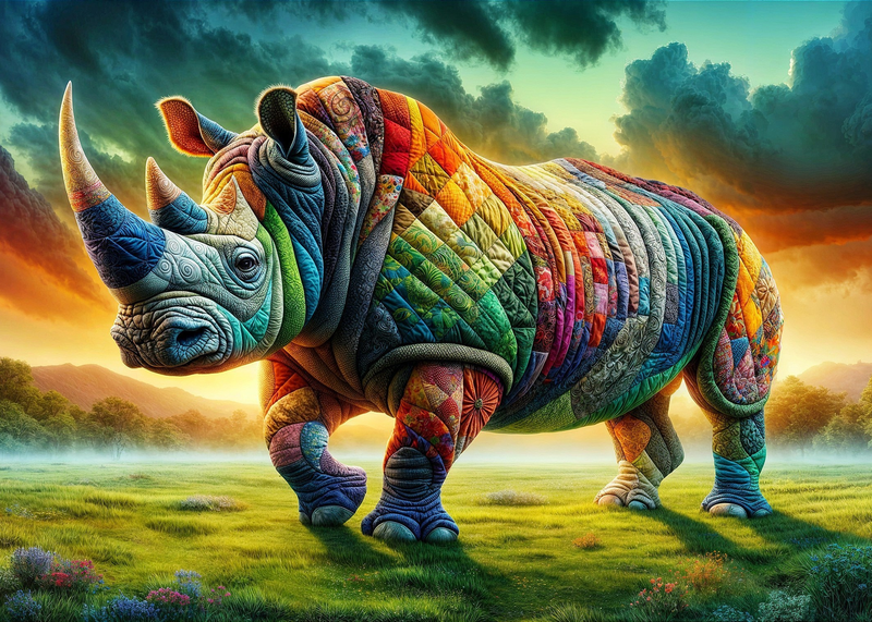 Canvas Wall Art Home Decor - Colourful Rhino 02