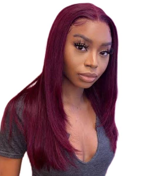 14" Brazilian Hair - 13x4 Full Lace Frontal Wig - Burgundy