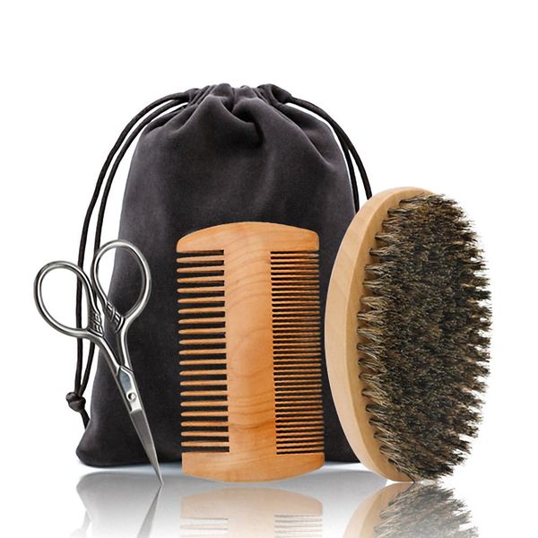 Beard Grooming Kit for Men, Boar Bristle Brush, Beard Comb Beard Kit.