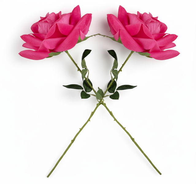Flower Occasion Pink Satin Rose 60 cm - Elegant Artificial Decor - 2 Pack