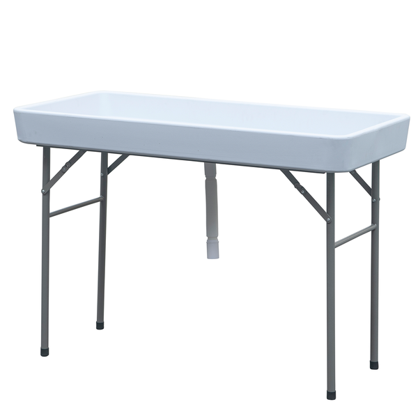 Portable Folding Table Camping Picnic Ice Party Desk With Sink &amp; Drain