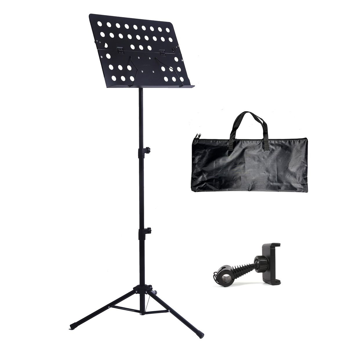 Portable Folding Music Stand with Phone Holder & Carrying Bag
