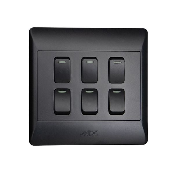 ACDC - 6-Lever 1-Way Switch 4x4 C/W Black Cover Plate
