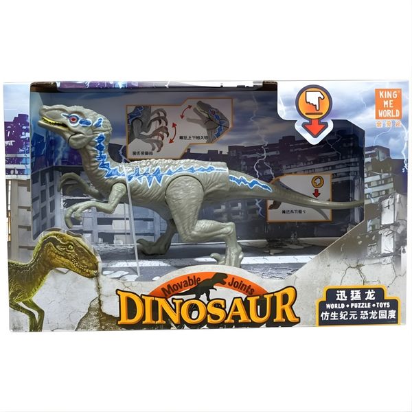 Velociraptor Action Figurine Movable Parts For Creative Play - Green