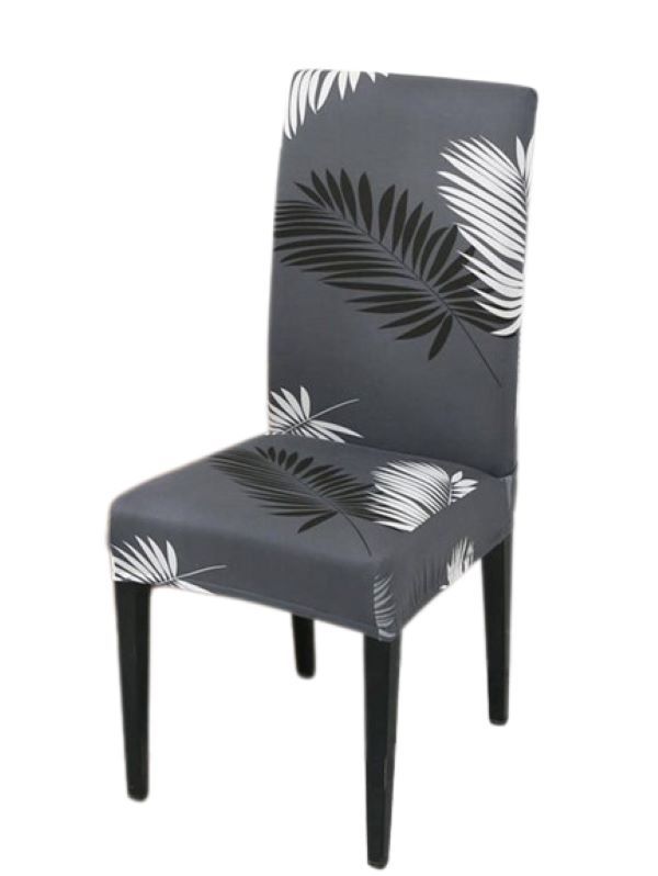 Stretch Dining Chair Slipcovers - Dark Grey Palm - Set of 4