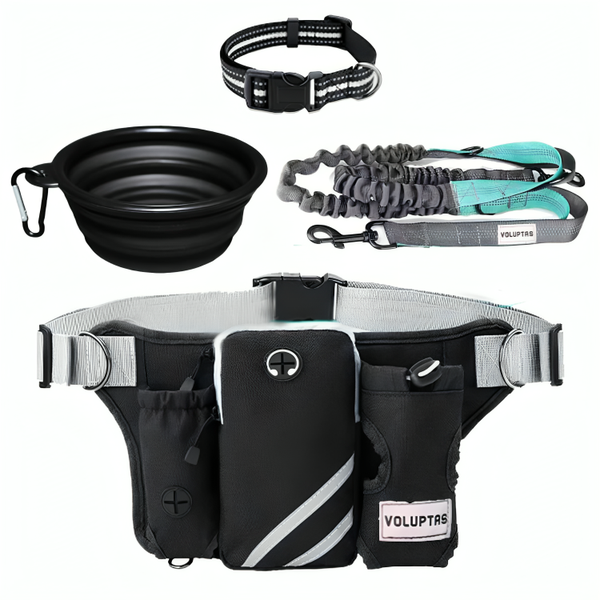 Waist Bag with Hands Free Dog Leash for Running, Hiking &amp; Training with Dog Bowl