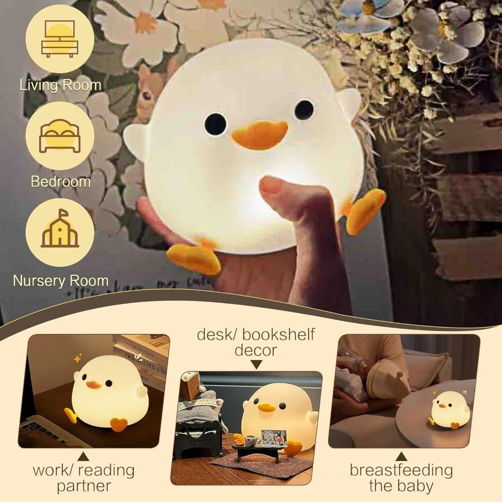 Duck Lamp, Cute Pea Duck Night Light, 2 Levels Dimmable Ducky