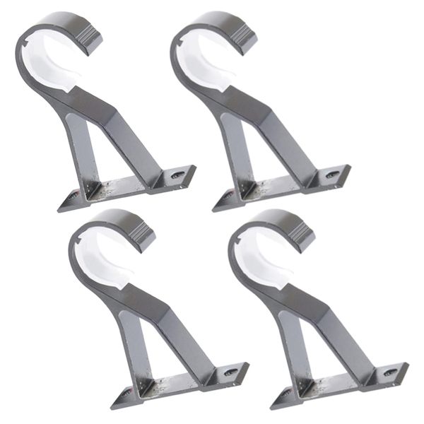 Home Decor Wall Mounted Adjustable Curtain Rod Pole Bracket Set of 4 (9cm)