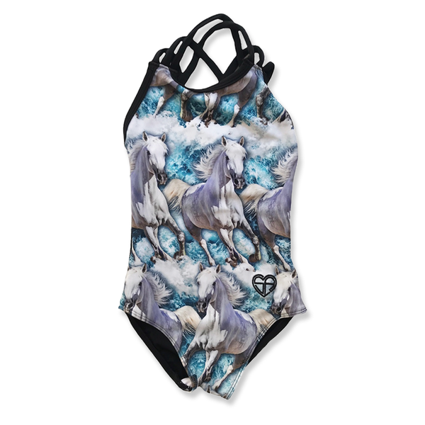 StrutActive Sea Horses Strappy Swim Suit Costume for Girls
