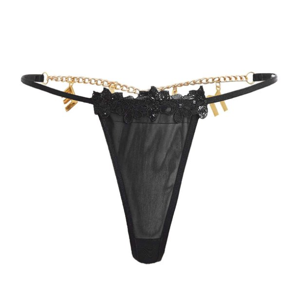 OMG Sexy Silky Open Bra & Crotchless Panties Set Black