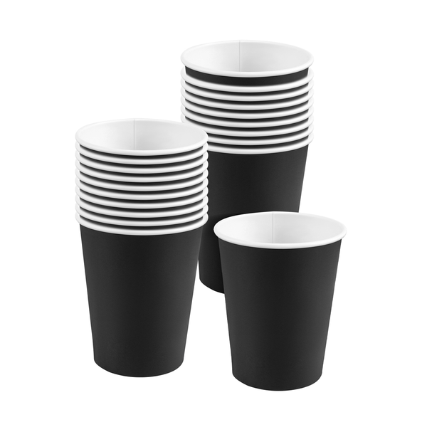 20 Paper Cups (9oz) - Plain Solid Colours Birthday Catering(black)