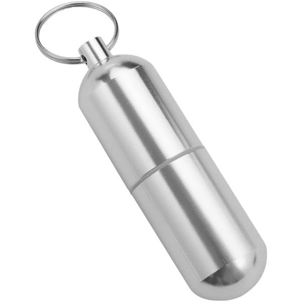 Large - 2-In-1 Key Ring Storage Container For Medicine - Silver