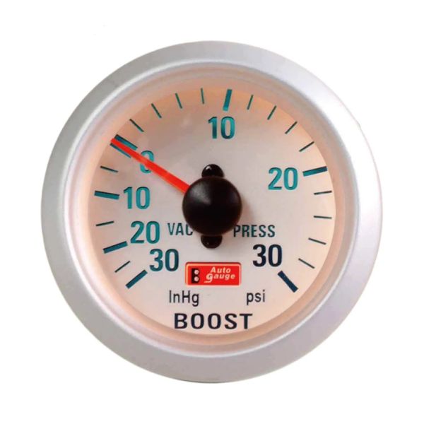 Gauge Boost Gauge 3 Bar SW White Face with Silver Trim