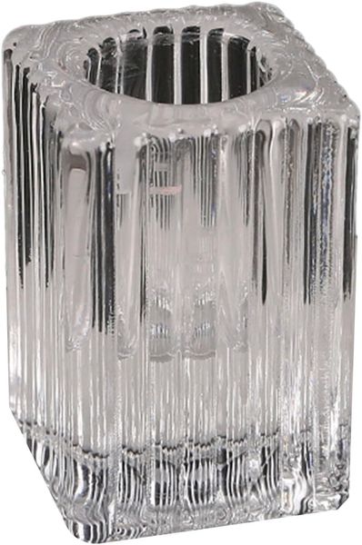 Square Ribbed Glass Candle Holder 4cmH x 4cmD - Set of 4