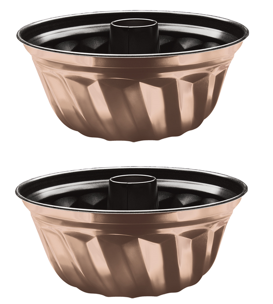 Berlinger Haus 2 Piece Flower Shape Bundt Pan Set - Rose Gold Metallic