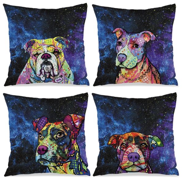 Abstract Dog Printed Cushion Cover, 45x45cm Couch Sofa Pillow Cover