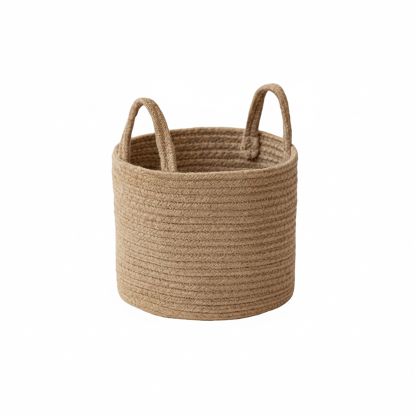 Jute Hand-Woven Cotton Rope Storage Basket - Brown