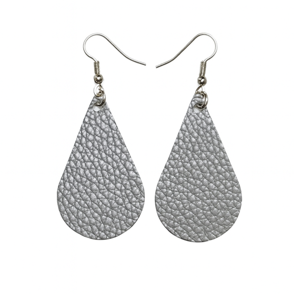 Croska Silver Ostrich Shin Leather Earrings - Ostravelle Line