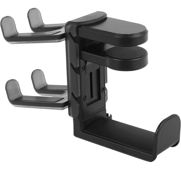 3 in 1 Headphone Holder, 360 Rotatable Clamp-on Headset Holder - Black