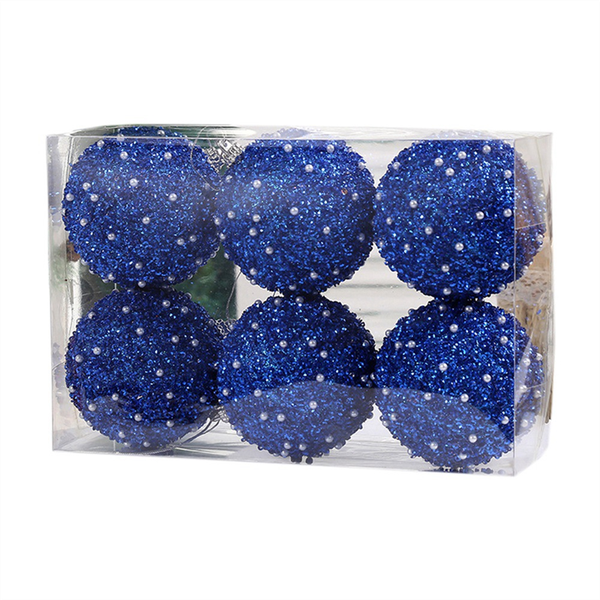 8cm/6PCS Pearl Diamond Sequin Christmas Ball Case Home Store Holiday Party