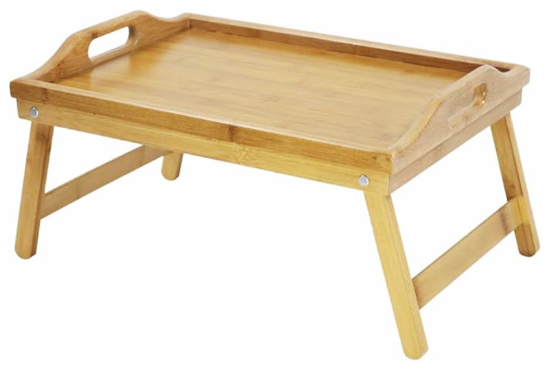 Bamboo Bed Tray Table with Folding Legs